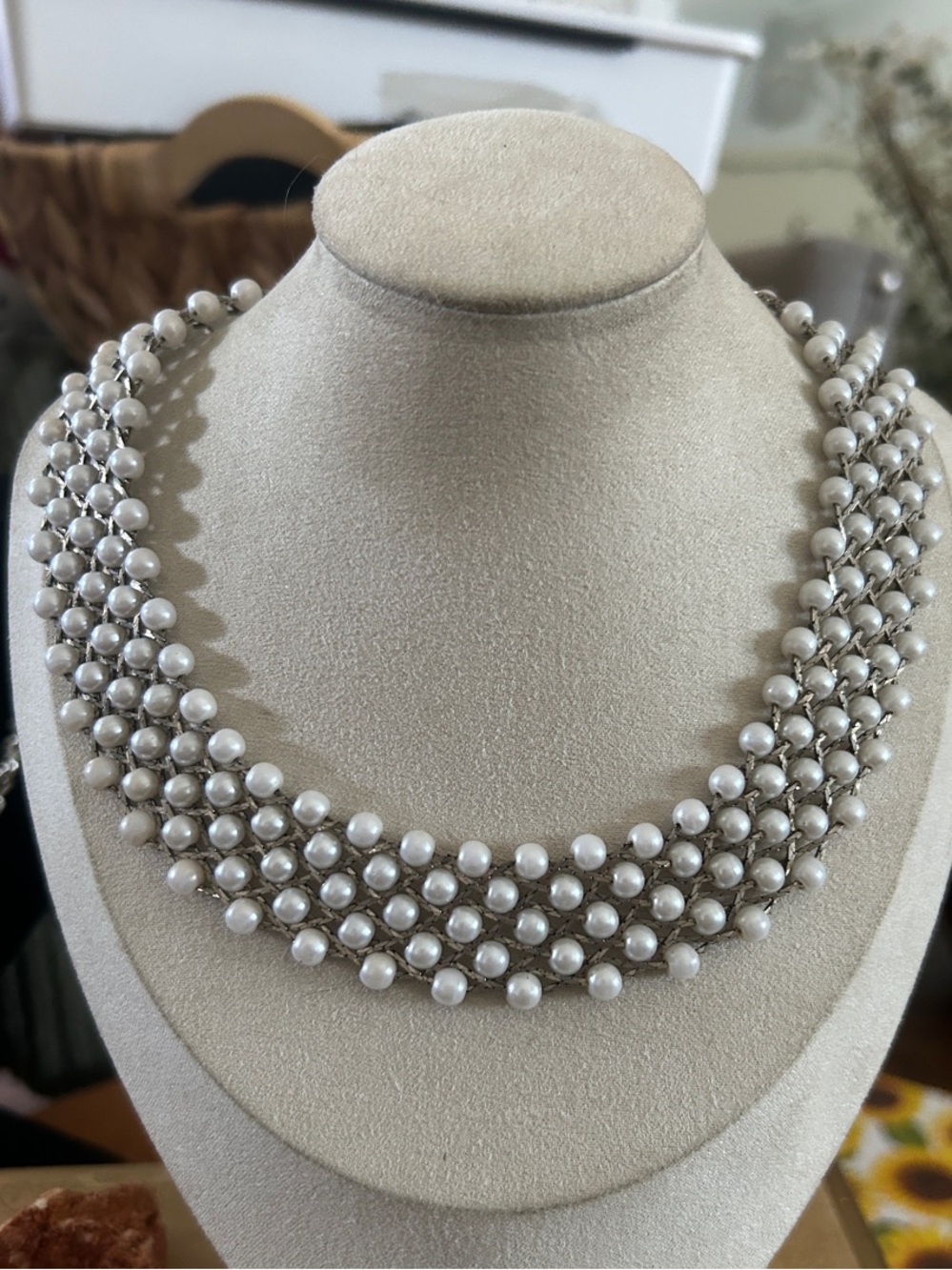 Vintage Multi-strand pearl statement necklace